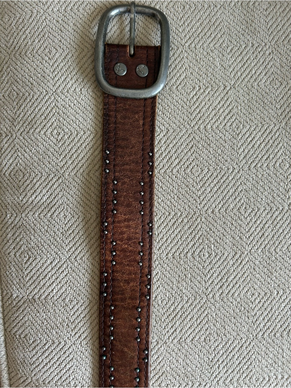 American Eagle Outfitters Brown Studded Leather Belt with Silver Buckle